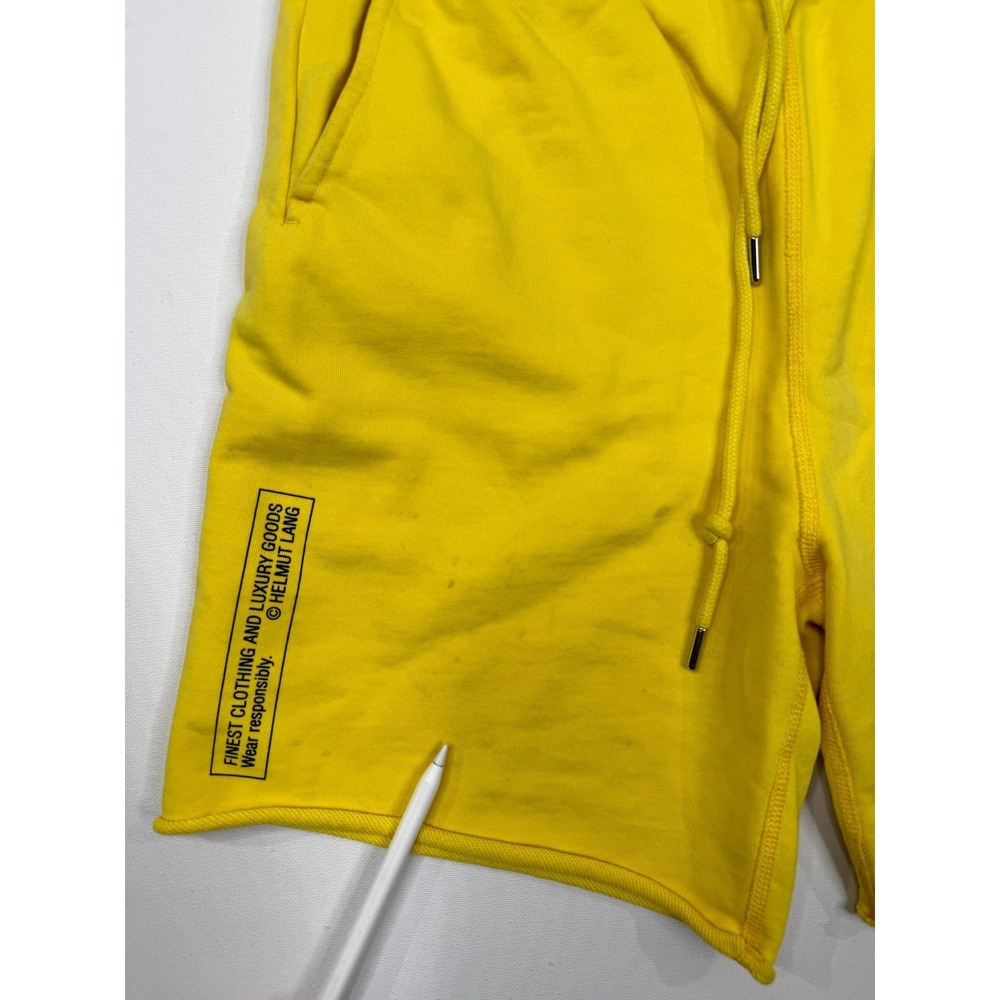 Helmut Lang Impress Your Parents Sweat Shorts Mens Yellow Graphic Print Mid Rise - Picture 4 of 6